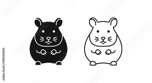 Cute Black and White Hamster Design Vector Art Vector