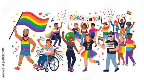 Diverse People Celebrate Pride.