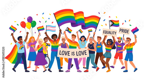 Diverse People Celebrate Pride.