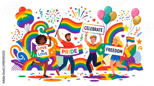 Diverse People Celebrate Pride.