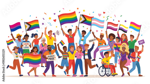Diverse People Celebrate Pride.
