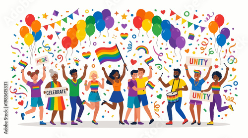 Diverse people celebrate unity festival.