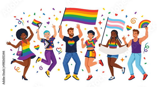 Diverse People Celebrating Pride.