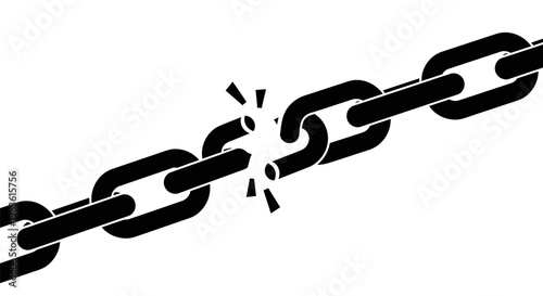 A broken chain link on white background.