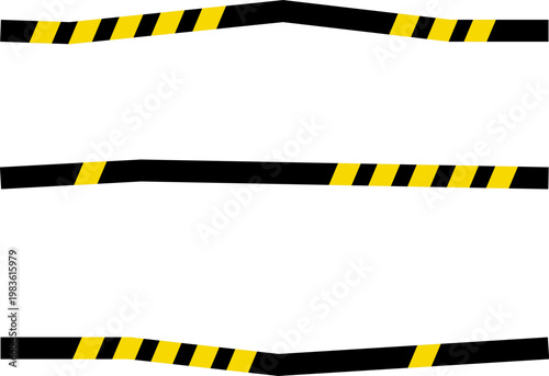Slika na platnu Black and yellow warning tape stripes on a white background for demarcating area