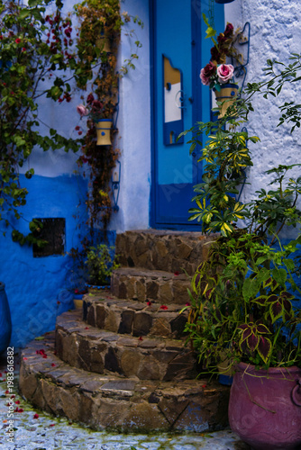 door and flowers