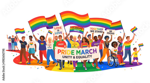 Diverse People Pride March Event.
