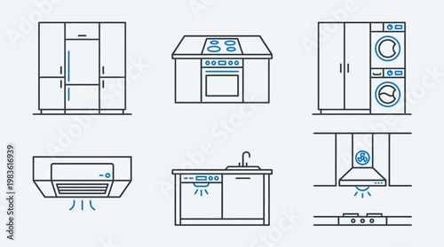 Home Appliance Line Drawings.