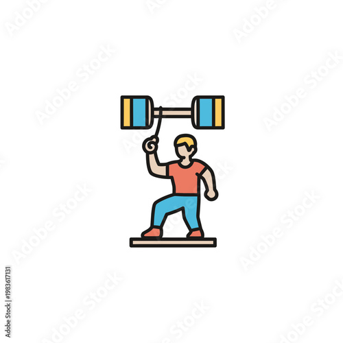Man Lifting Heavy Weight Barbell Vector Illustration