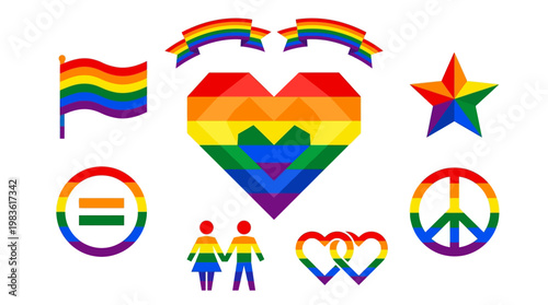 LGBTQ Pride Rainbow Symbols Collection.