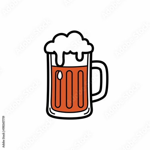 Beer Mug with Frothy Foam Vector Illustration