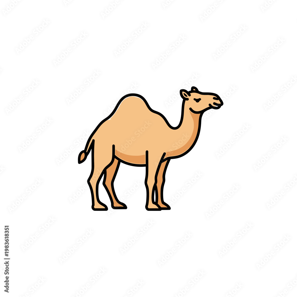Fototapeta premium Simple Dromedary Camel Vector Illustration Isolated on White