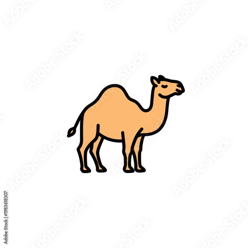 Dromedary Camel Minimalist Vector Line Art Illustration
