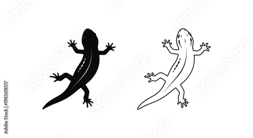 Lizard Design Icons: Unique Black Skink Illustrations Vector