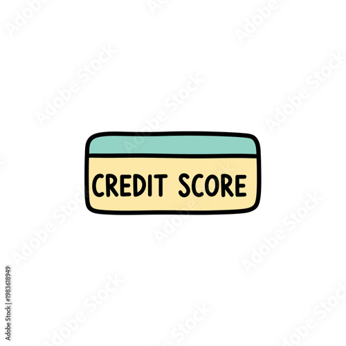 Hand Drawn Credit Score Card Icon Vector Illustration
