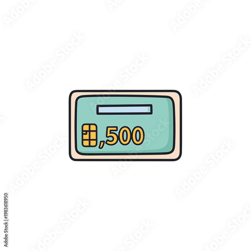 Vector Illustration of a Teal Banking Card with Gold Chip
