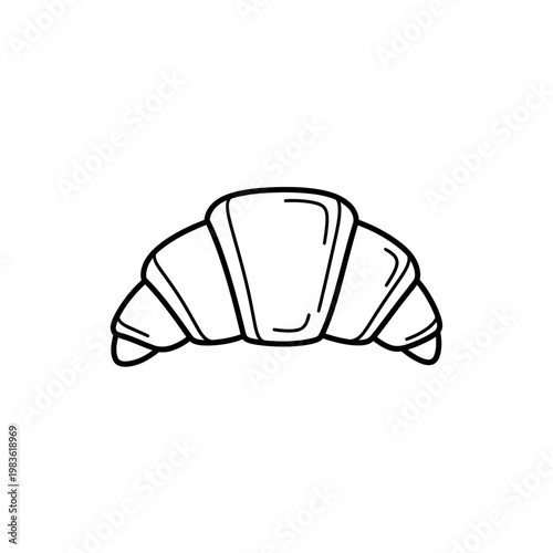 Croissant line art vector illustration for bakery menu