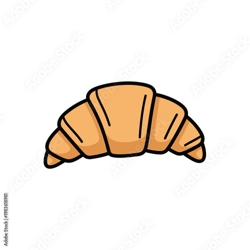 Freshly baked croissant vector illustration isolated on white