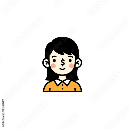 Vector Avatar of a Woman with a Dollar Sign Symbol for Business