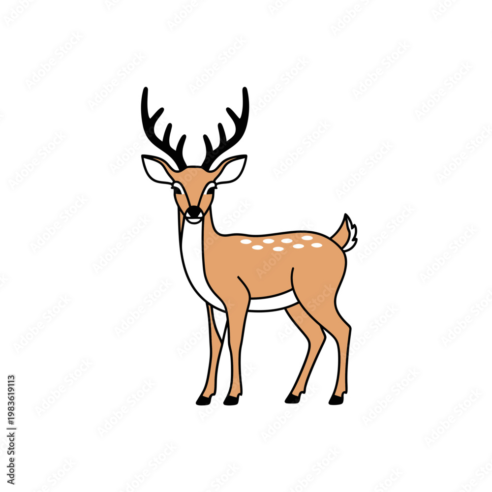 Obraz premium Spotted Deer Stag Illustration Isolated on White Background