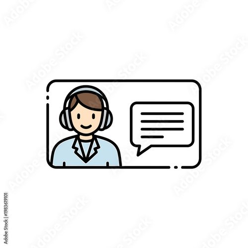 Customer support operator with headset and speech bubble vector icon