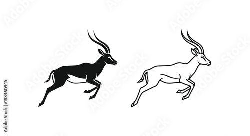 Antelope vs Springbok: Iconic Graceful African Wildlife Silhouettes Vector