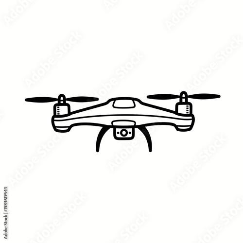 Drone with Camera Vector Icon Illustration in Minimalist Style