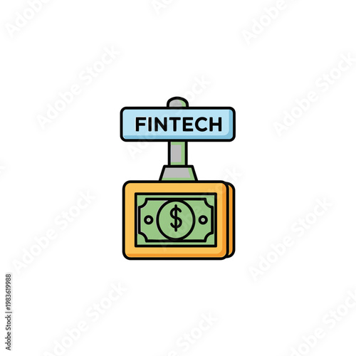 Fintech Concept Vector Illustration with Dollar Bill Icon