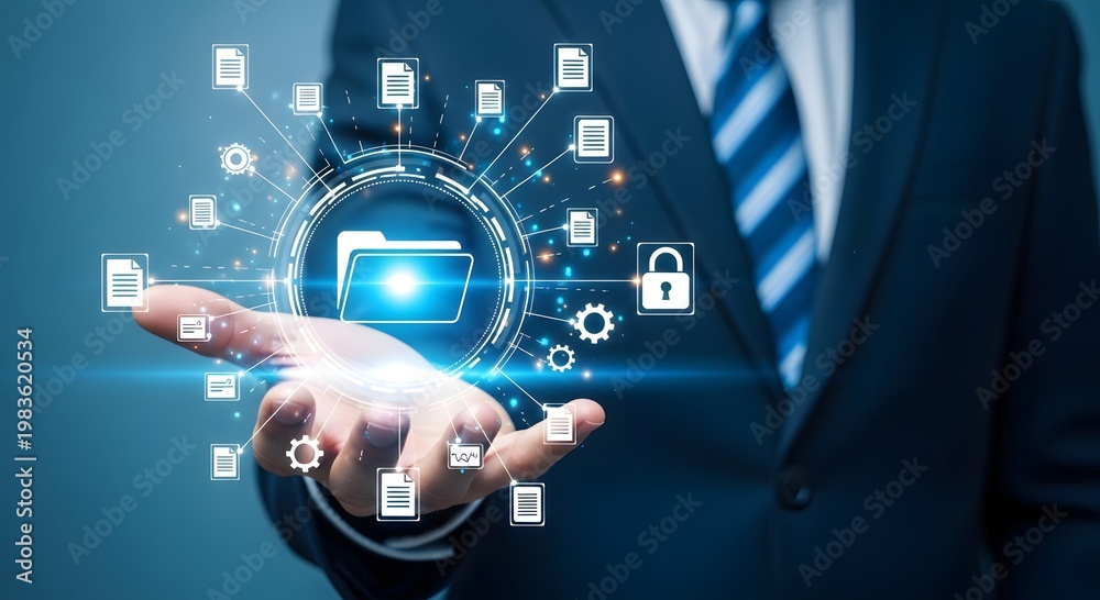Fototapeta premium Understanding data management solutions for business security and cloud data storage needs today
