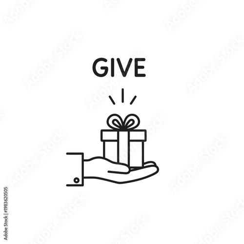 Give Icon Hand Holding Gift Box Vector Illustration