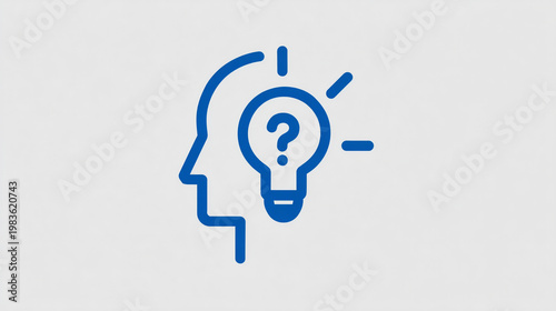 Human head outline with a question mark inside a lightbulb symbolizing curiosity and new ideas