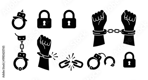 Black and white illustration of breaking free from oppression and confinement.