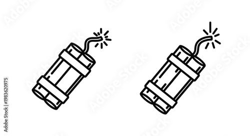 Two dynamite sticks with burning wicks a striking black silhouette