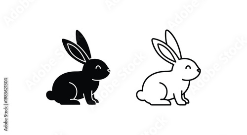 Cute Cartoon Rabbits Vector Designs Icons Vector