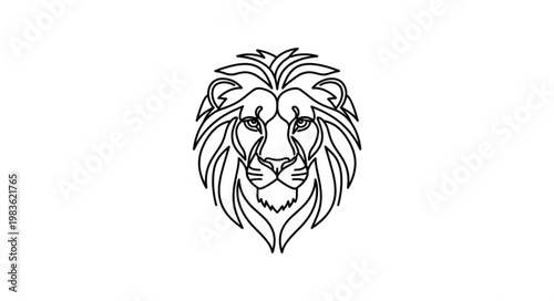 Regal Lion Head Line Art Illustration Mascot.