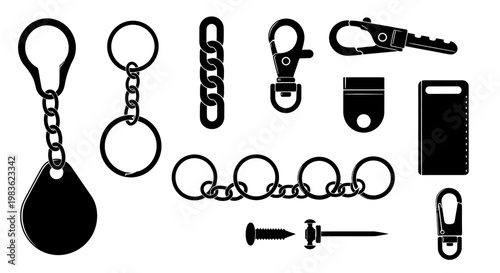 Collection of various keychains and clips.