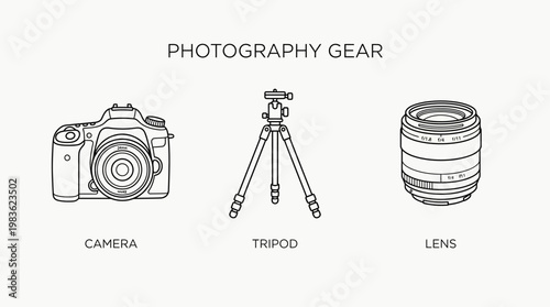 Camera Tripod Lens Photography Equipment.