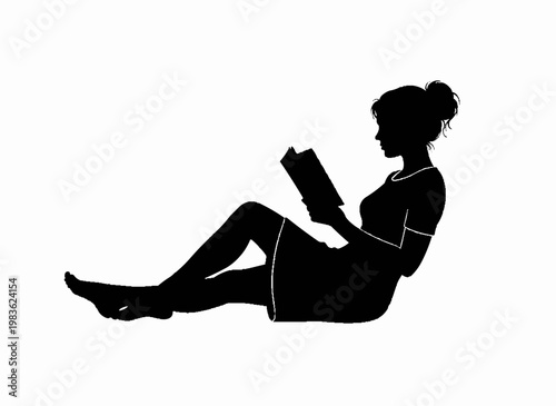 Serene Reading Silhouette: A woman immersed in the world of a book, captured in silhouette, embodying the quiet joy of reading and the power of knowledge.
