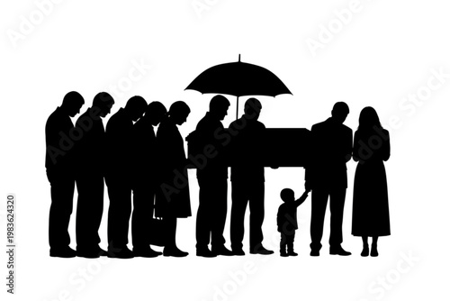Solemn Farewells: A poignant silhouette captures a funeral procession, offering a visual testament to mourning, loss, and the shared experience of grief.