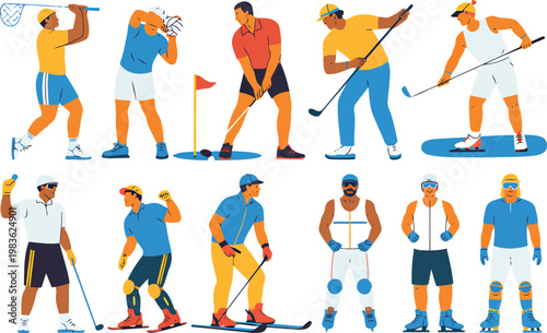 Diverse group of athletes participating in various sports activities