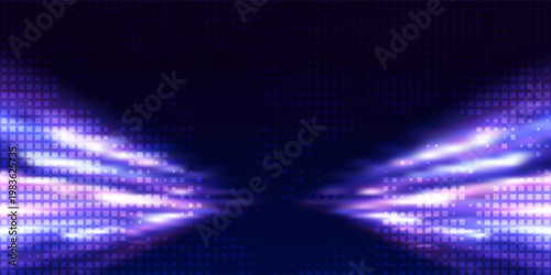 Futuristic high-speed light motion and abstract blue streaks represent the advancement of 5G and beyond technologies. Fiber optics and wireless data transmission enable faster connectivity.