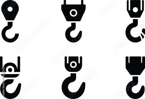 Crane Hook Silhouette Icon Industrial Lifting Outline Design