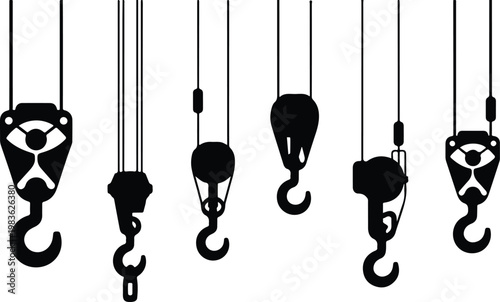 Crane Hook Silhouette Icon Industrial Lifting Outline Design