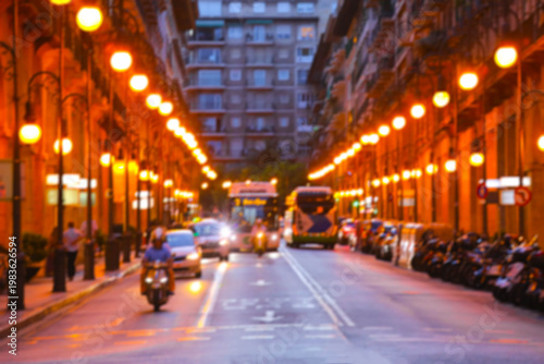 Travel blurred backgrounds : blurred image of Street in the old district of  Palma city
