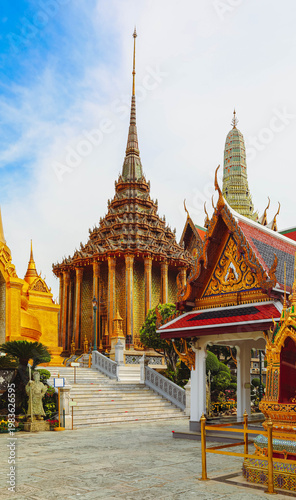 Wat Phra Kaew, Temple of the Emerald Buddha with blue sky Bangkok, Asia Thailand