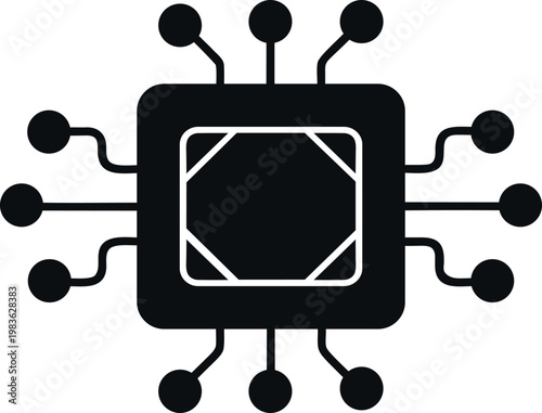 Microchip Circuit Technology Icon Vector Design