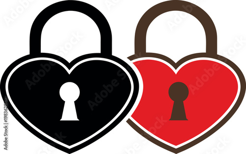 Heart Shaped Padlock Icon Set Love Security Symbol Vector Illustration