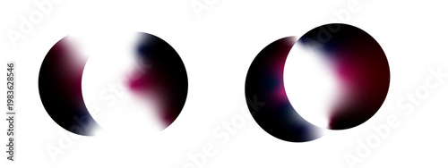 Abstract gradient shapes two elongated forms with red and blue hues