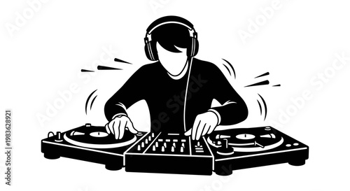 DJ music mixing turntable equipment.