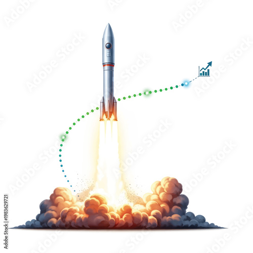 Launch of a Powerful Rocket: Night Sky Ignite and Exiting Plume Soaring Into Space.